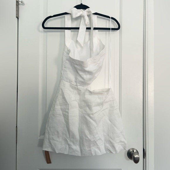 Reformation Valli Linen Cut Out Halter Mini White Dress - Picture 7 of 7